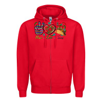 Red Peace Love Tacos Zipper Hoodie - BundleAndBundleShop