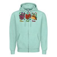 Seafoam Peace Love Tacos Zipper Hoodie - BundleAndBundleShop