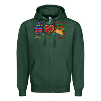 Sports Green Peace Love Tacos Zipper Hoodie - BundleAndBundleShop