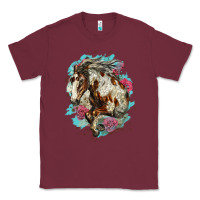Burgundy mustang horse with floral background Classic Tee - LillyAllenDesigns