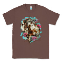 Chestnut mustang horse with floral background Classic Tee - LillyAllenDesigns