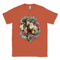Copper mustang horse with floral background Classic Tee - LillyAllenDesigns