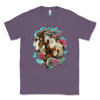 Lavender mustang horse with floral background Classic Tee - LillyAllenDesigns