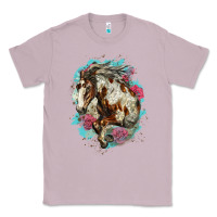 Lilac mustang horse with floral background Classic Tee - LillyAllenDesigns