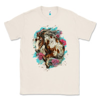 Natural mustang horse with floral background Classic Tee - LillyAllenDesigns