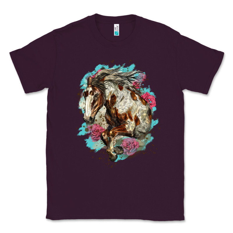 Mustang Horse With Floral Background Classic Tee by LillyAllenDesigns | Teevron
