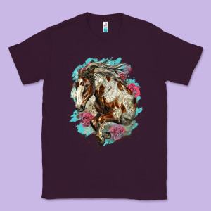 Mustang Horse With Floral Background Classic Tee Designed By Lillyallendesigns