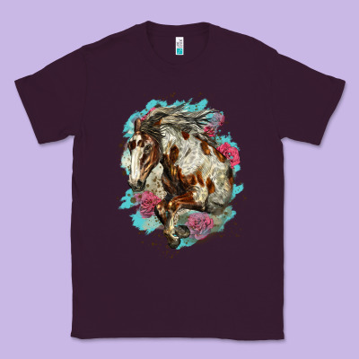 Mustang Horse With Floral Background Classic Tee Designed By Lillyallendesigns