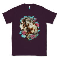 Plum mustang horse with floral background Classic Tee - LillyAllenDesigns