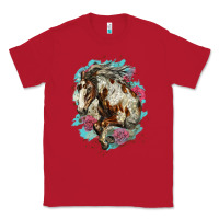Red mustang horse with floral background Classic Tee - LillyAllenDesigns