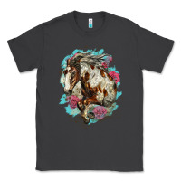 Smoke mustang horse with floral background Classic Tee - LillyAllenDesigns