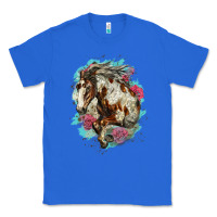 True Royal mustang horse with floral background Classic Tee - LillyAllenDesigns