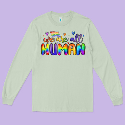 We Are All Human Long Sleeve Tee Designed By Maliassmallbusiness
