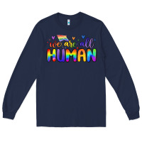 Navy we are all human Long Sleeve Tee - MaliasSmallBusiness