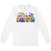 White we are all human Long Sleeve Tee - MaliasSmallBusiness