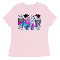 Bubblegum Pink hippopotamus coffee cups Ladies Tee - Zillion Design Studio