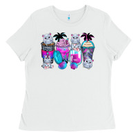 White hippopotamus coffee cups Ladies Tee - Zillion Design Studio