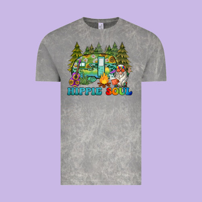 Hippie Soul Camping Vintage Tee Designed By Barkaloodesign