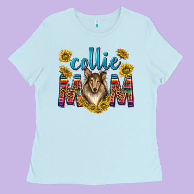 Western Collie Mom Ladies Tee Designed By Texasbilliewilder