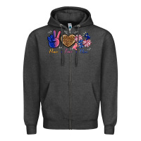 Charcoal Heather Peace Love Cheer Zipper Hoodie - BundleAndBundleShop