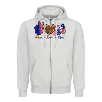 Dove Grey Peace Love Cheer Zipper Hoodie - BundleAndBundleShop