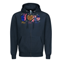 Navy Peace Love Cheer Zipper Hoodie - BundleAndBundleShop