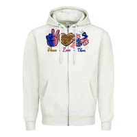 Oatmeal Heather Peace Love Cheer Zipper Hoodie - BundleAndBundleShop