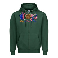 Sports Green Peace Love Cheer Zipper Hoodie - BundleAndBundleShop