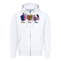 White Peace Love Cheer Zipper Hoodie - BundleAndBundleShop