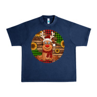 Navy Cute reindeer Christmas Urban Heavy Tee - Jasminsmagicworld