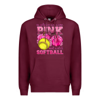 Burgundy In October We Wear Pink and Watch Softball Premium Hoodie - texasbilliewilder