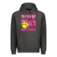 Charcoal Heather In October We Wear Pink and Watch Softball Premium Hoodie - texasbilliewilder