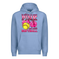 Colony Blue In October We Wear Pink and Watch Softball Premium Hoodie - texasbilliewilder