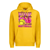 Lemon In October We Wear Pink and Watch Softball Premium Hoodie - texasbilliewilder