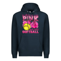 Navy In October We Wear Pink and Watch Softball Premium Hoodie - texasbilliewilder