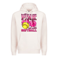 Pale Pink In October We Wear Pink and Watch Softball Premium Hoodie - texasbilliewilder
