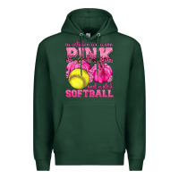 Sports Green In October We Wear Pink and Watch Softball Premium Hoodie - texasbilliewilder