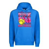 True Royal In October We Wear Pink and Watch Softball Premium Hoodie - texasbilliewilder