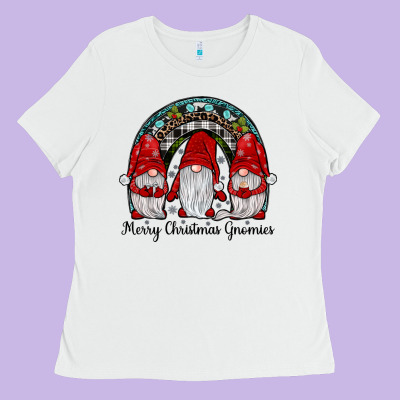 Merry Christmas Gnomes Rainbow Ladies Tee Designed By Jahusdesignshop