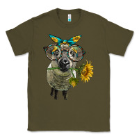 Army Green cute hempshire sheep with eyeglasses Classic Tee - LillyAllenDesigns
