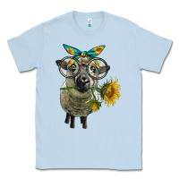 Dusty Blue cute hempshire sheep with eyeglasses Classic Tee - LillyAllenDesigns