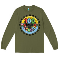 Army Green 100 days of school Long Sleeve Tee - MaliasSmallBusiness