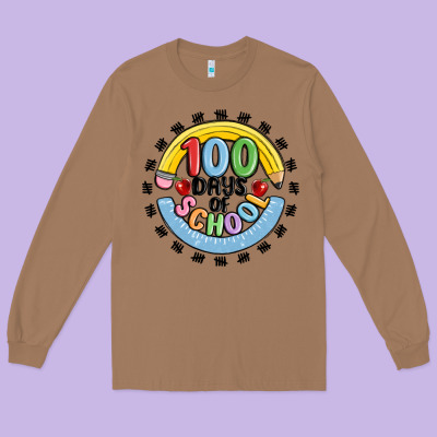 100 Days Of School Long Sleeve Tee Designed By Maliassmallbusiness