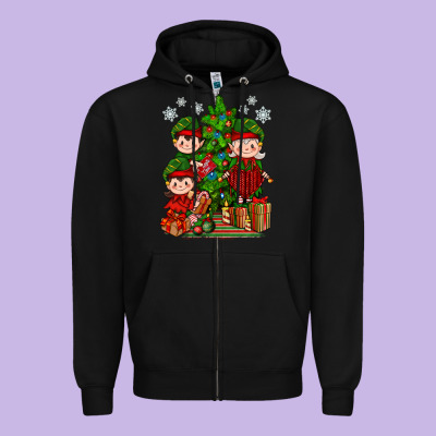 Mimi Elf, Mama Elf, Child Elf Christmas Zipper Hoodie Designed By Bundleandbundleshop