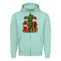 Seafoam Mimi Elf, Mama Elf, Child Elf Christmas Zipper Hoodie - BundleAndBundleShop