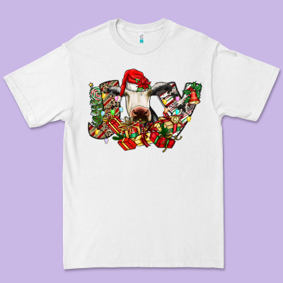 Christmas Joy Cow Premium Tee Designed By Cowhidedigitalart
