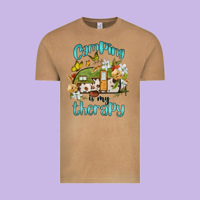 Camping Is My Therapy Vintage Tee Designed By Barkaloodesign