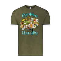 Vintage Olive camping is my therapy Vintage Tee - BarkalooDesign