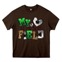Chocolate Brown my heart is on that field soccer Heavy Core Tee - Zillion Design Studio