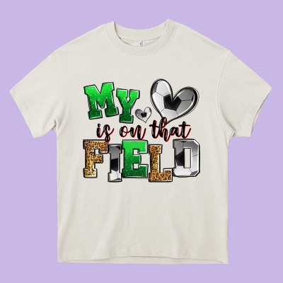 My Heart Is On That Field Soccer Heavy Core Tee Designed By Zillion Design Studio